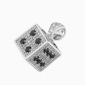 Dije Dado Oro Blanco 14k con Diamantes