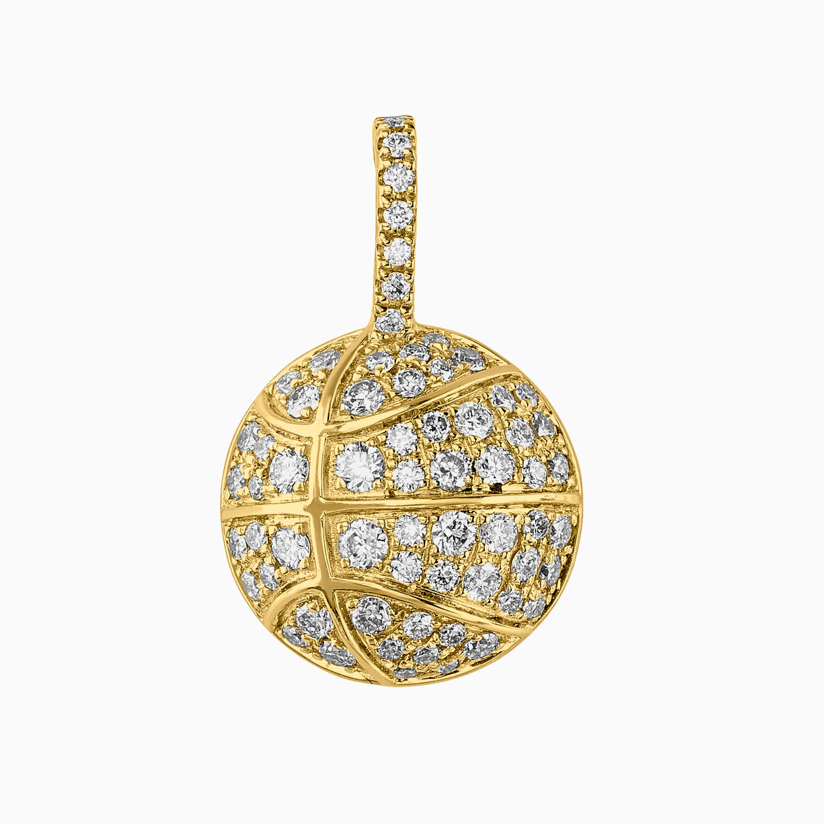 Dije Media Pelota de Básquet Oro Amarillo 14k con Diamantes