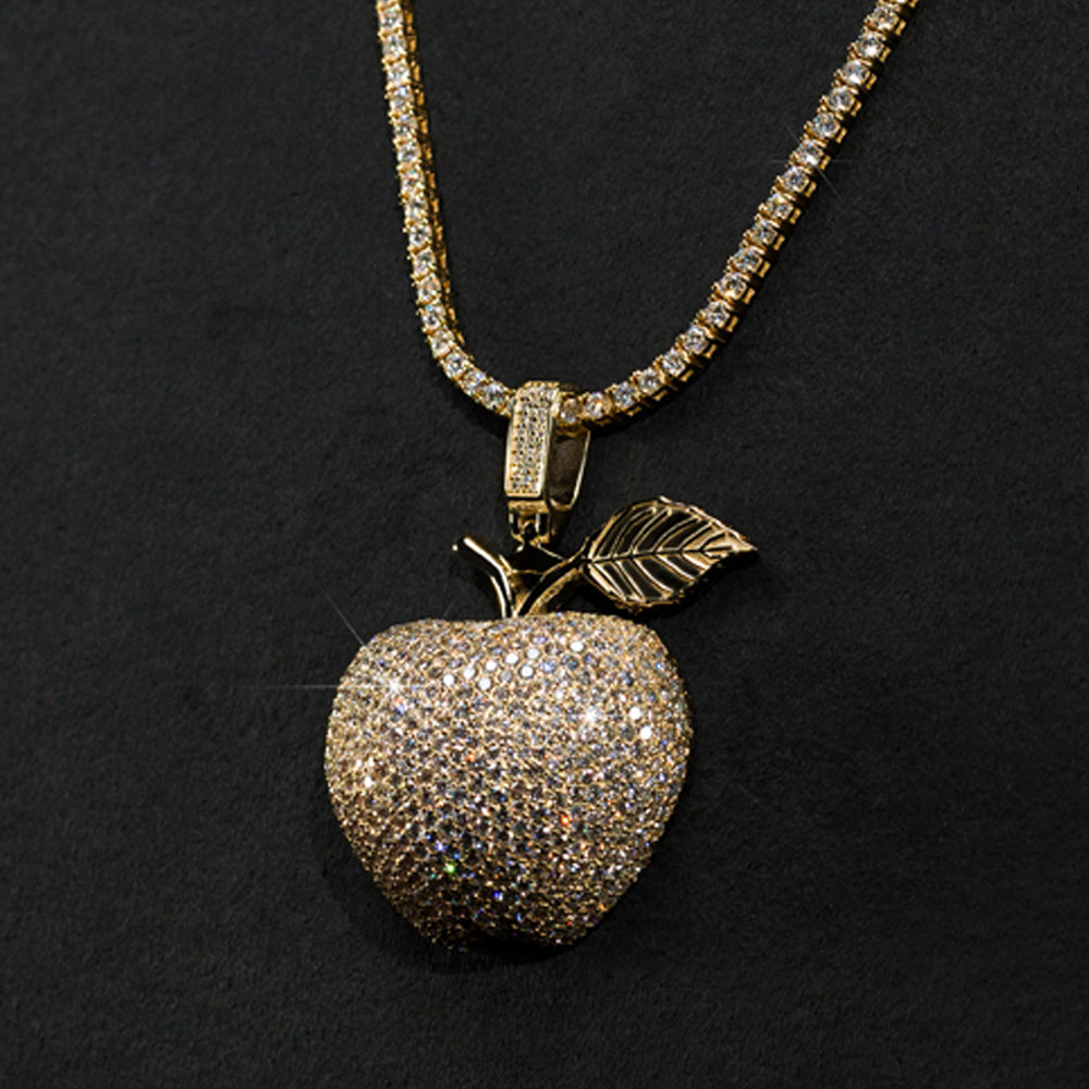 Dije Manzana 14k Oro Amarillo con Diamantes (No incluye cadena)