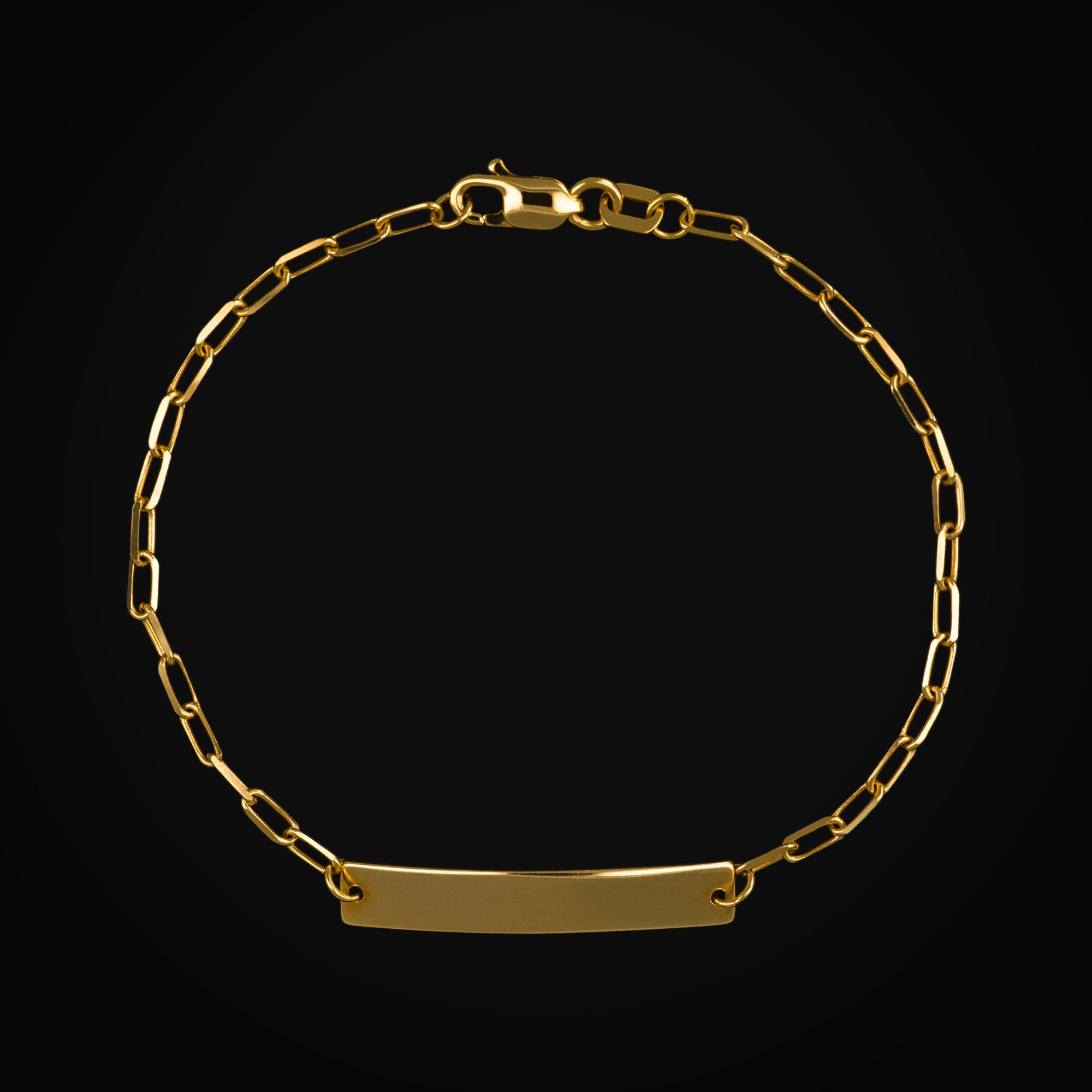 Esclava Lisa Tejido Ancla Broche de Perico 14k Oro Amarillo + Estuche