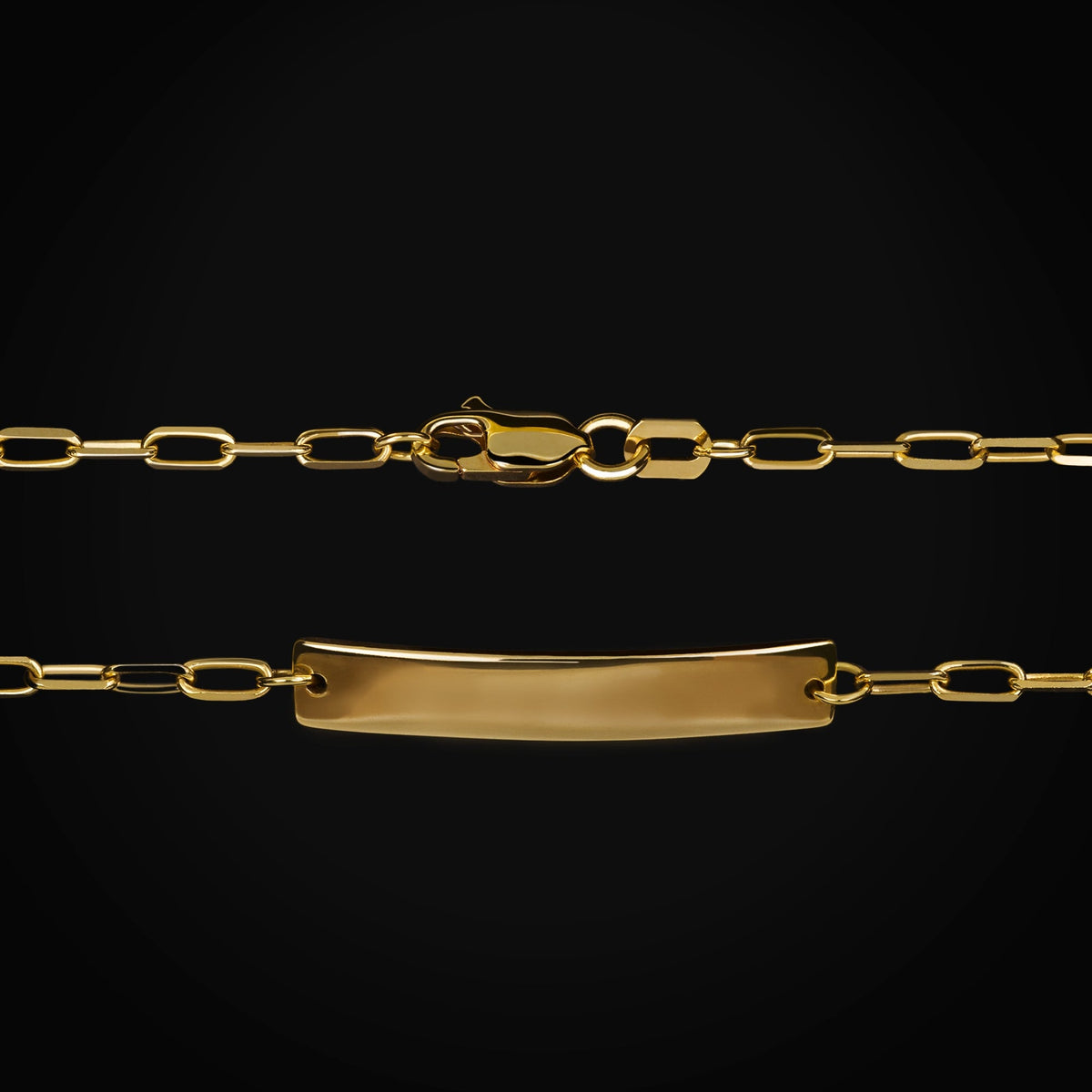 Esclava Lisa Tejido Ancla Broche de Perico 14k Oro Amarillo + Estuche