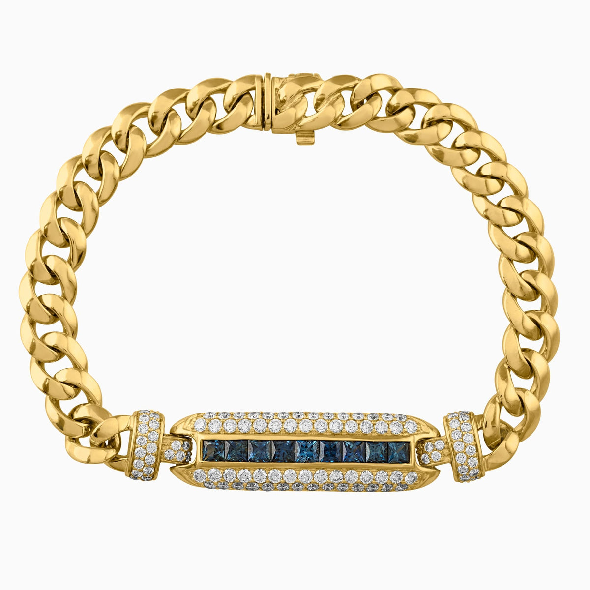 Esclava Oro Amarillo 14k con Zafiros Azules & Diamantes