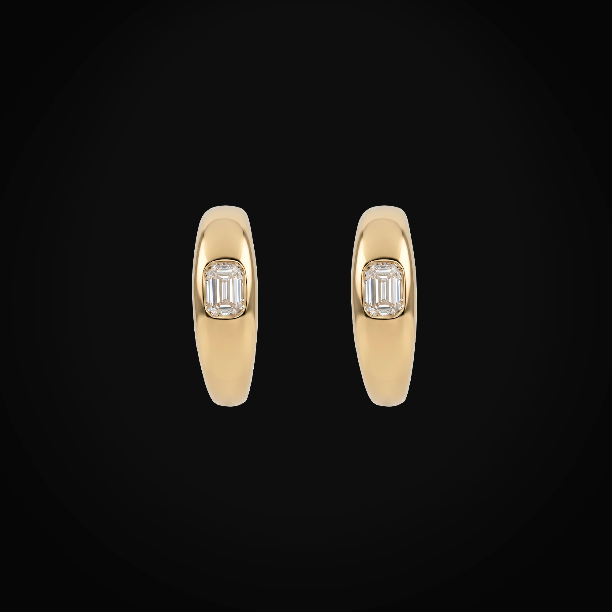 Huggies 14k Oro Amarillo Con Diamante Central + Estuche