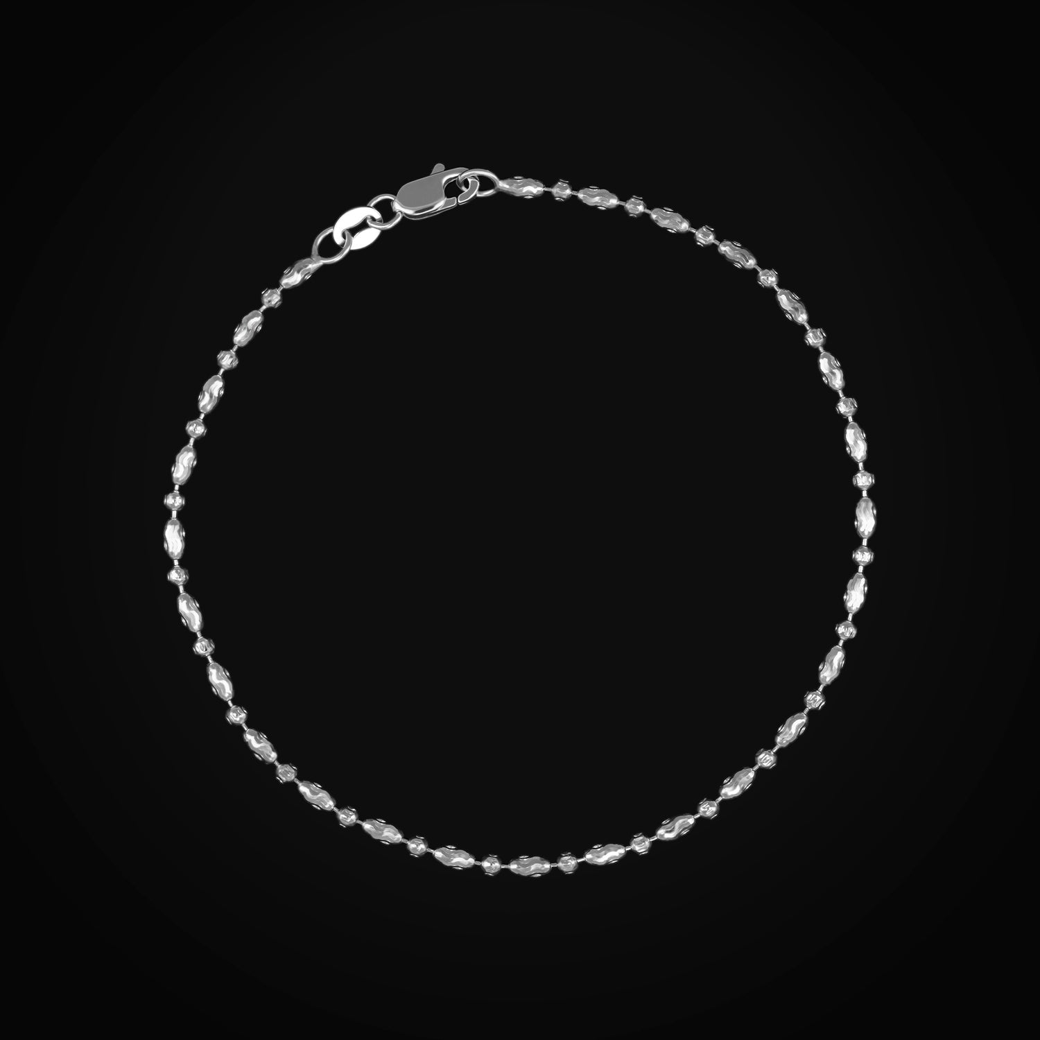 Pulso 14k Secuencia Circulo y Ovalo Diamantado Oro Blanco + Estuche