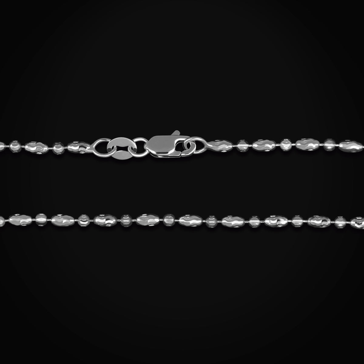 Pulso 14k Secuencia Circulo y Ovalo Diamantado Oro Blanco + Estuche