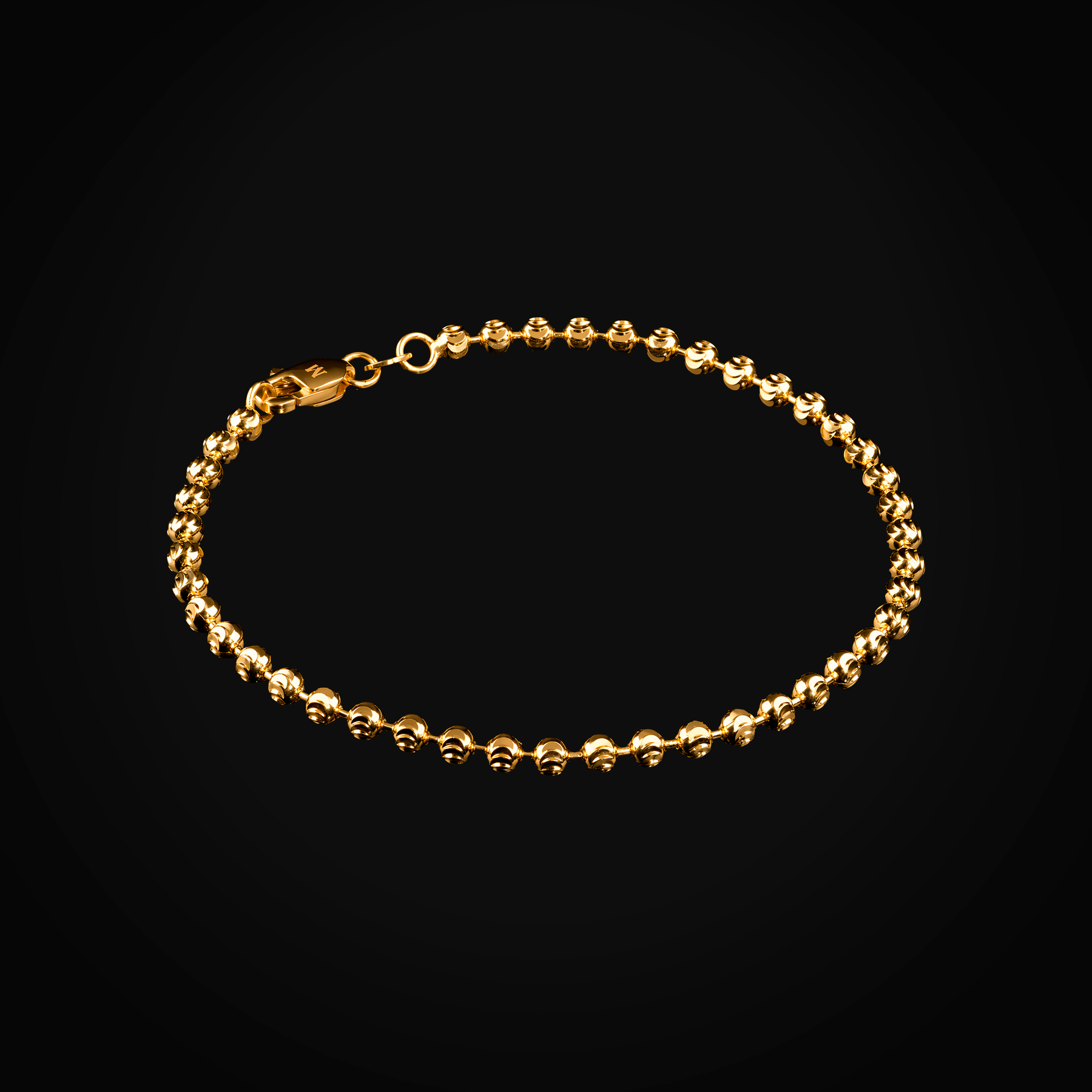 Pulso bolitas troquelado luna oro amarillo 14k + Estuche