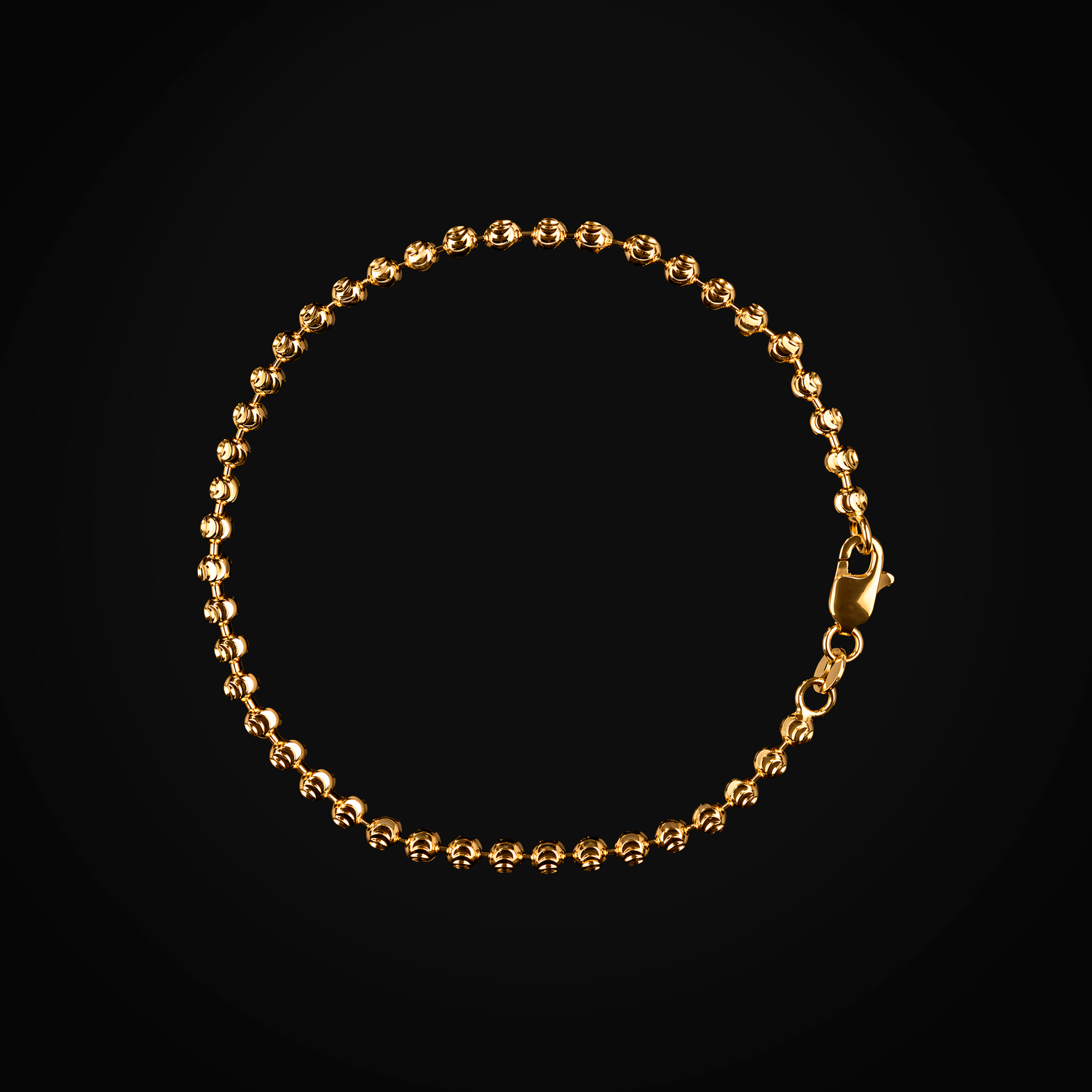 Pulso bolitas troquelado luna oro amarillo 14k + Estuche