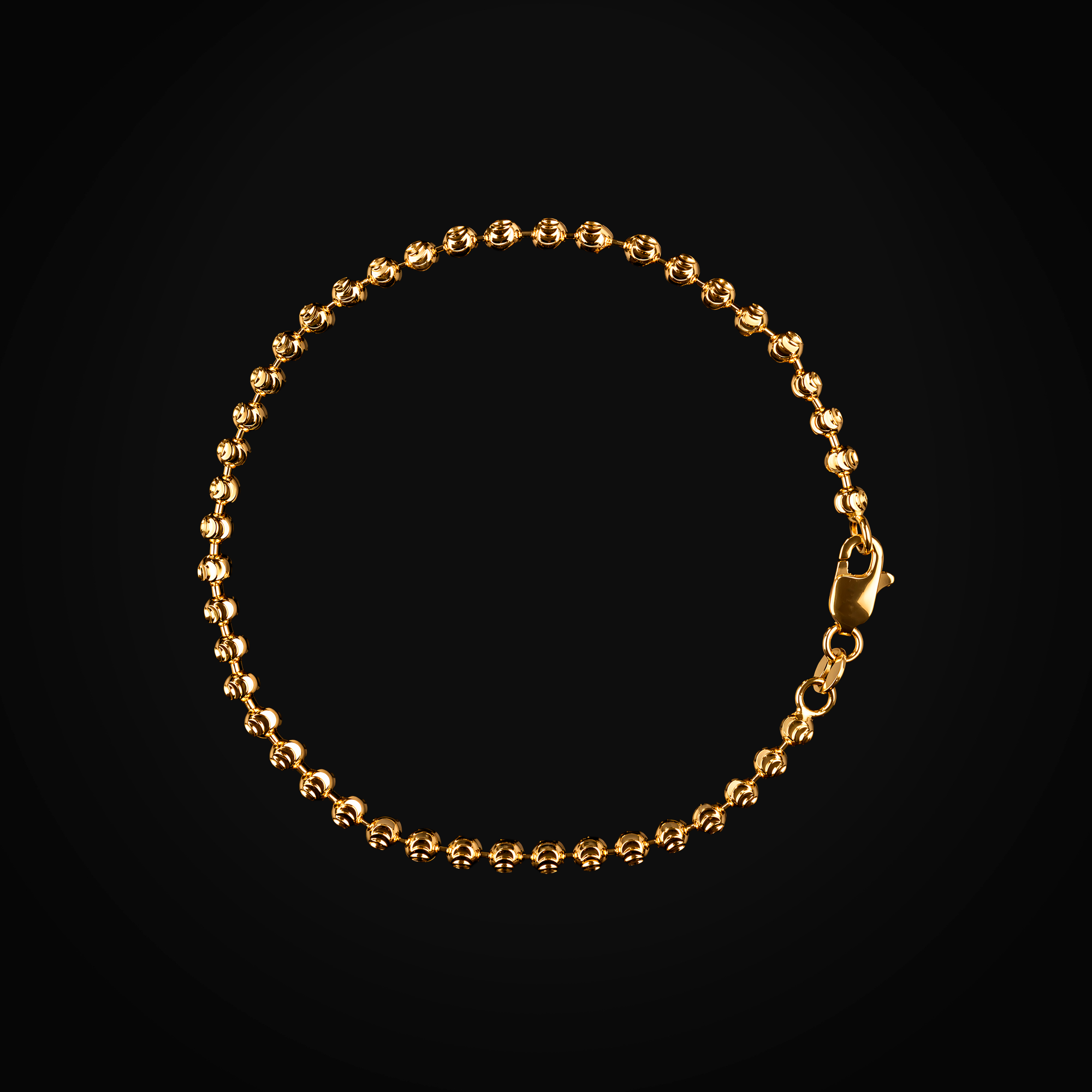 Pulso bolitas troquelado luna oro amarillo 14k + Estuche