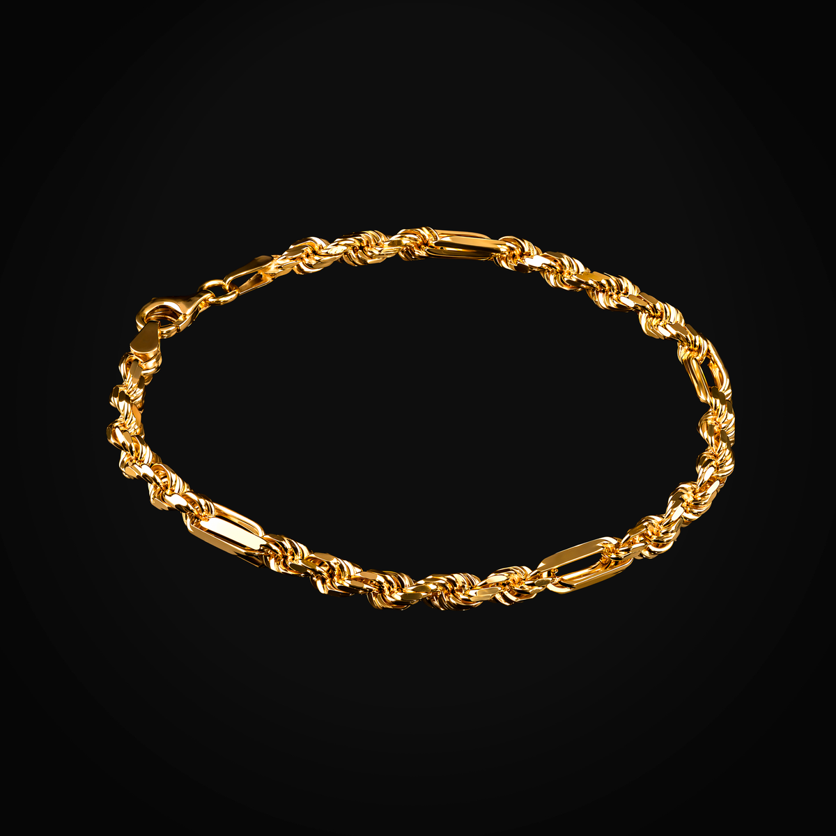 Pulso tejido fígaro oro amarillo 14K + Estuche
