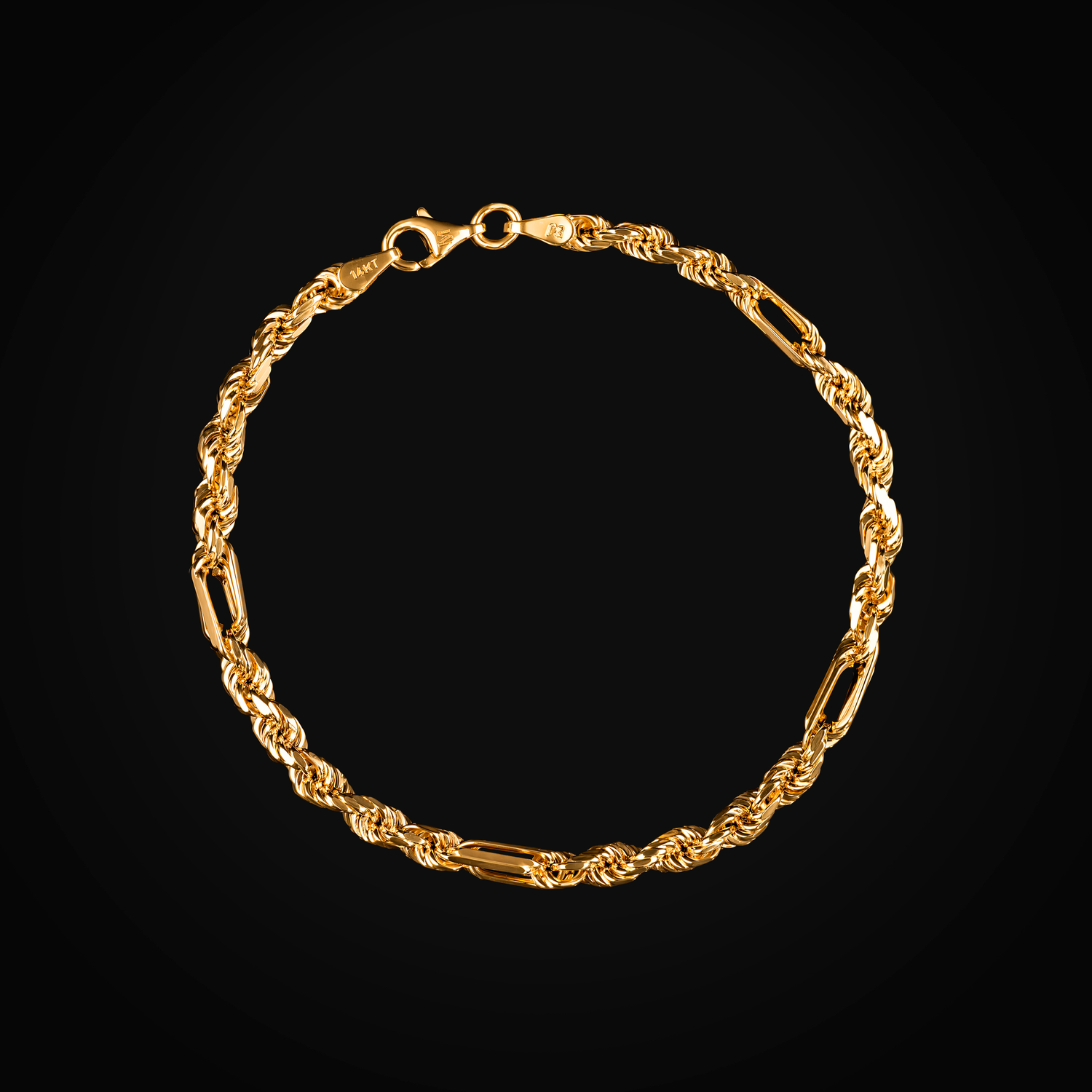 Pulso tejido fígaro oro amarillo 14K + Estuche