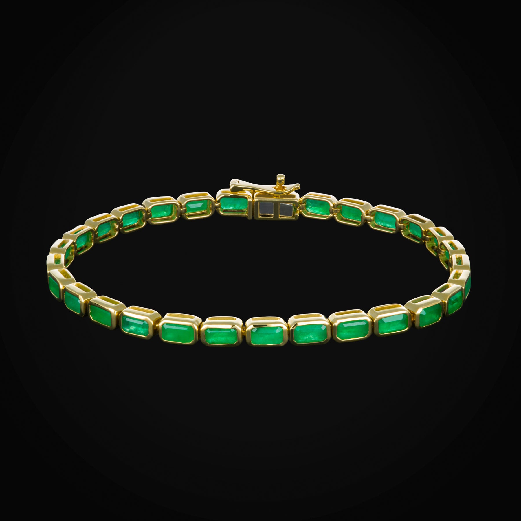 Pulso Tennis Esmeraldas Oro Amarillo 14k + Estuche