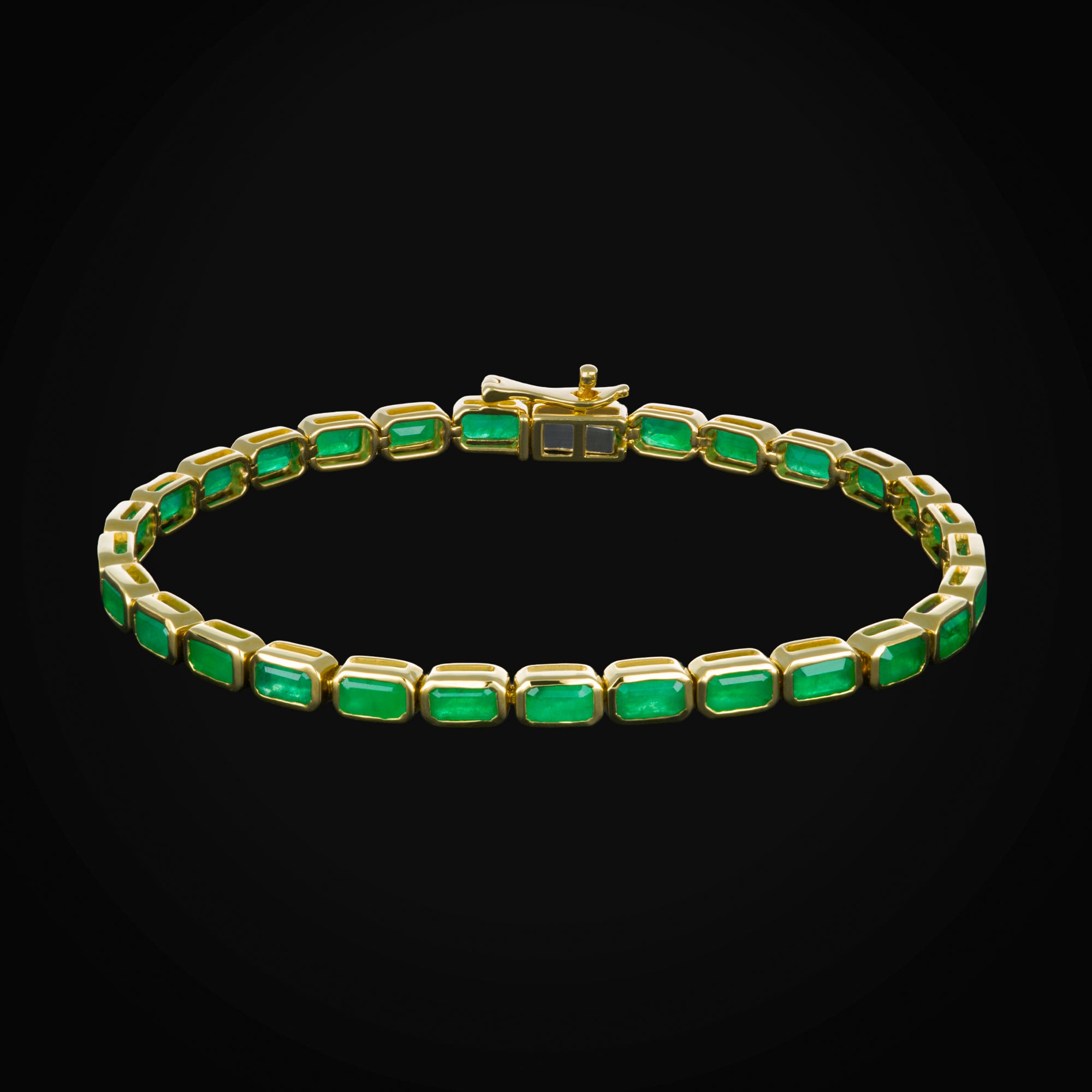 Pulso Tennis Esmeraldas Oro Amarillo 14k + Estuche