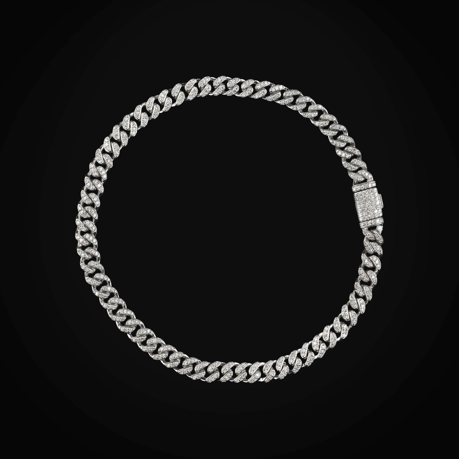 Pulso 14k Barbado Oro Blanco con Diamantes + Estuche