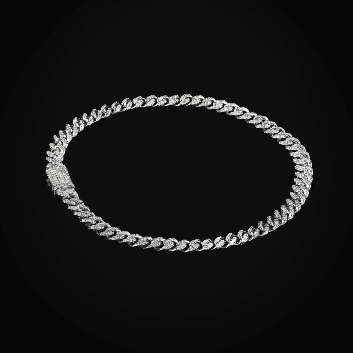 Pulso 14k Barbado Oro Blanco con Diamantes + Estuche