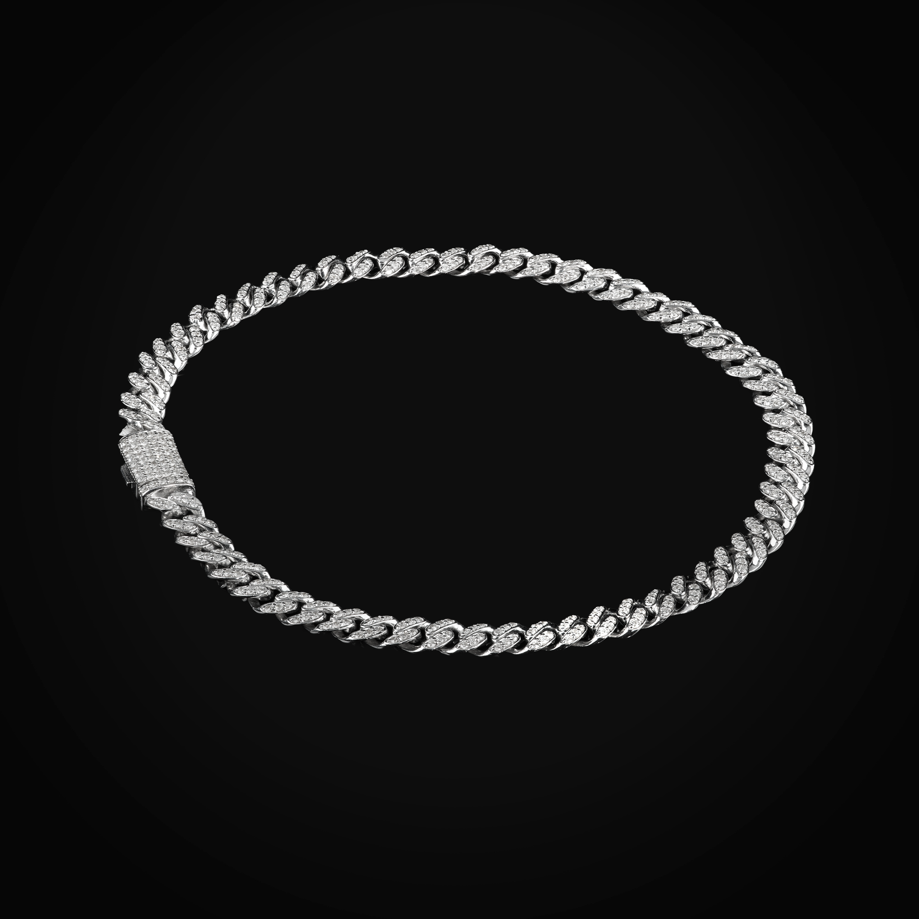 Pulso 14k Barbado Oro Blanco con Diamantes + Estuche
