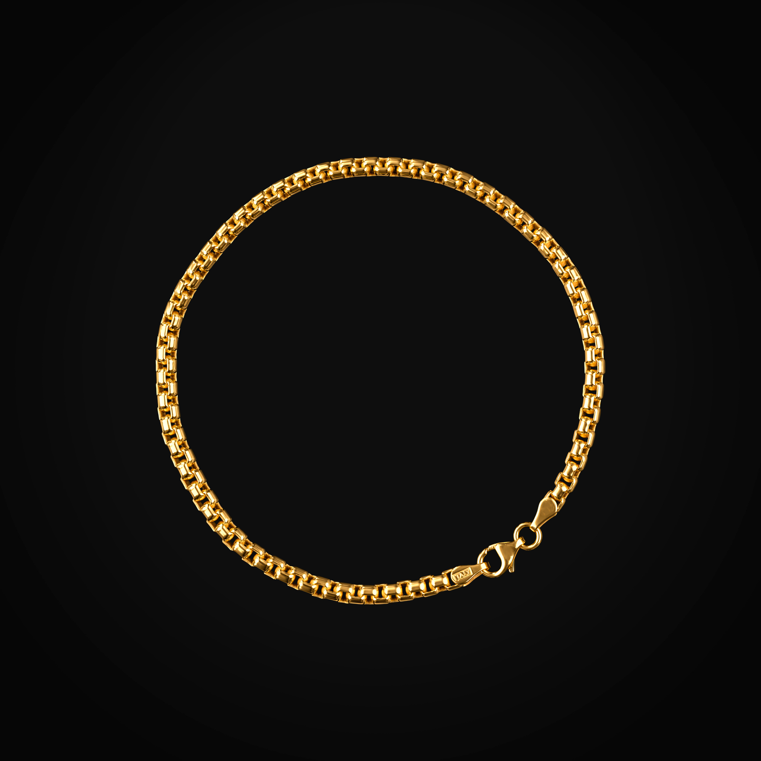 Pulso tejido hollow box oro amarillo 14k + Estuche