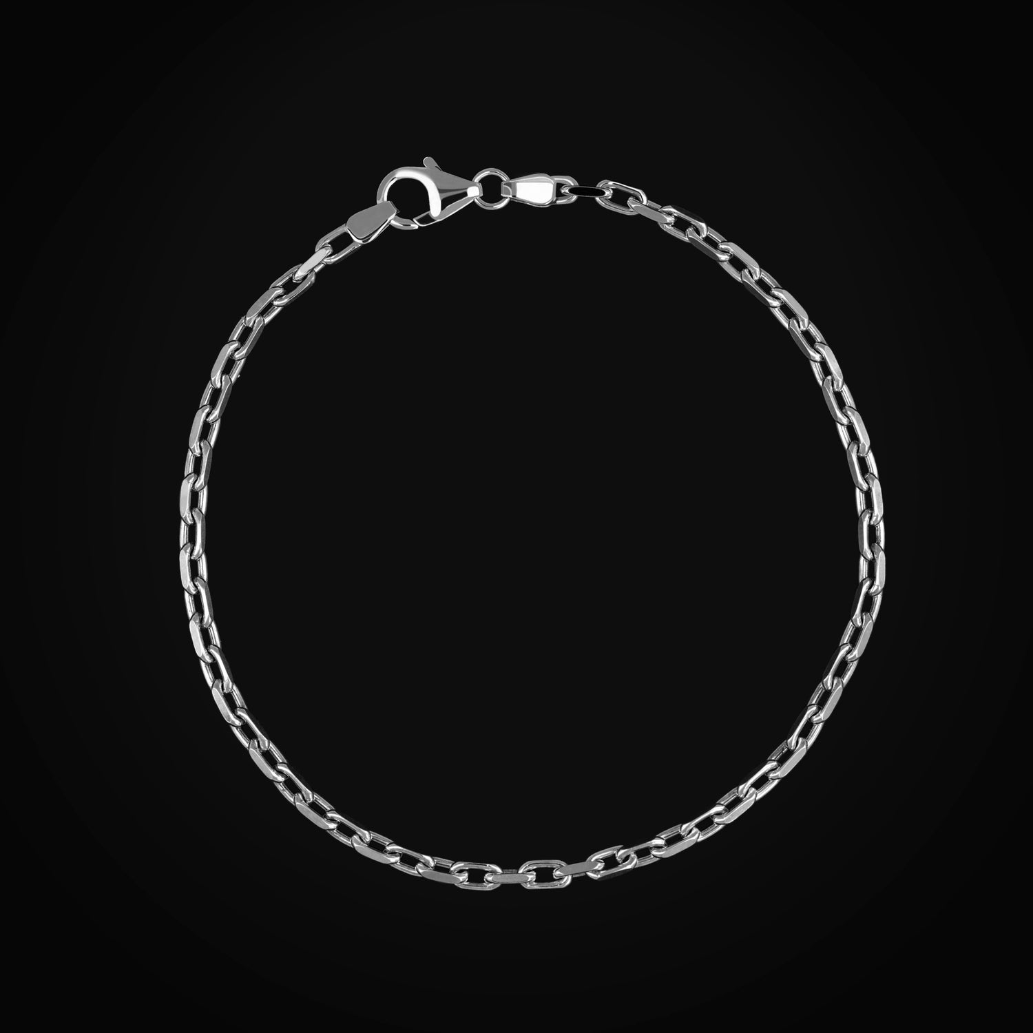14k White Gold Diamond Circle and Oval Sequence Bracelet + Case
