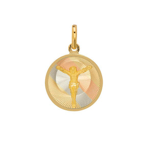 Medalla Católica 14k Redonda Cristo Jesús