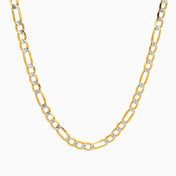 Cadena de Oro 14k  Unisex Tejido Fígaro Diamantado Rodio