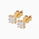 Broqueles Cuadrados Oro 14k con Diamantes
