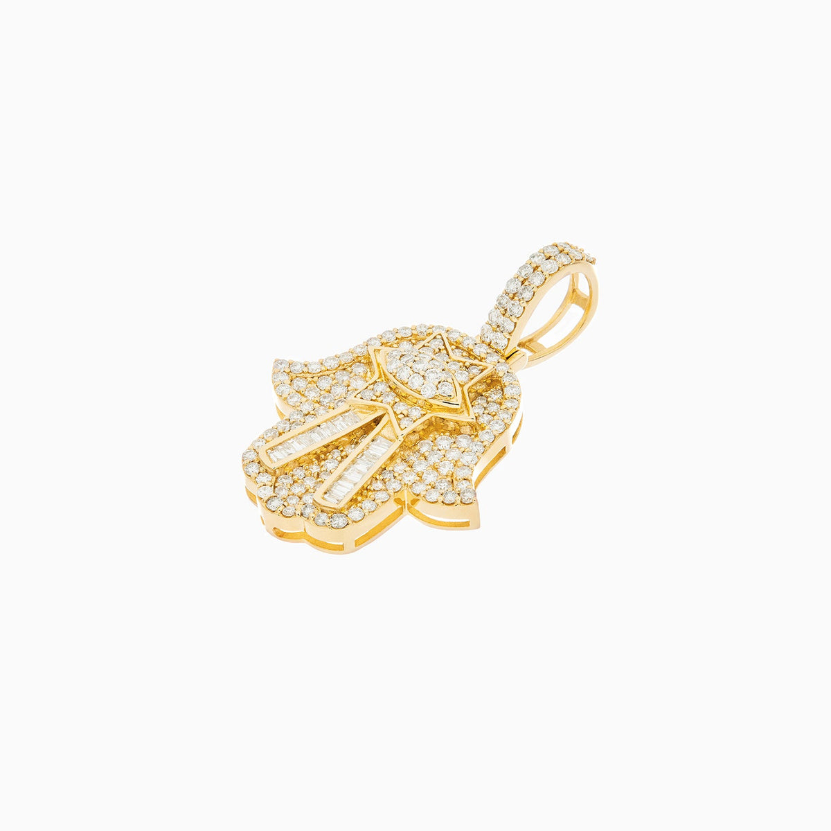 Dije Mano Estrella Oro 14k con Diamantes