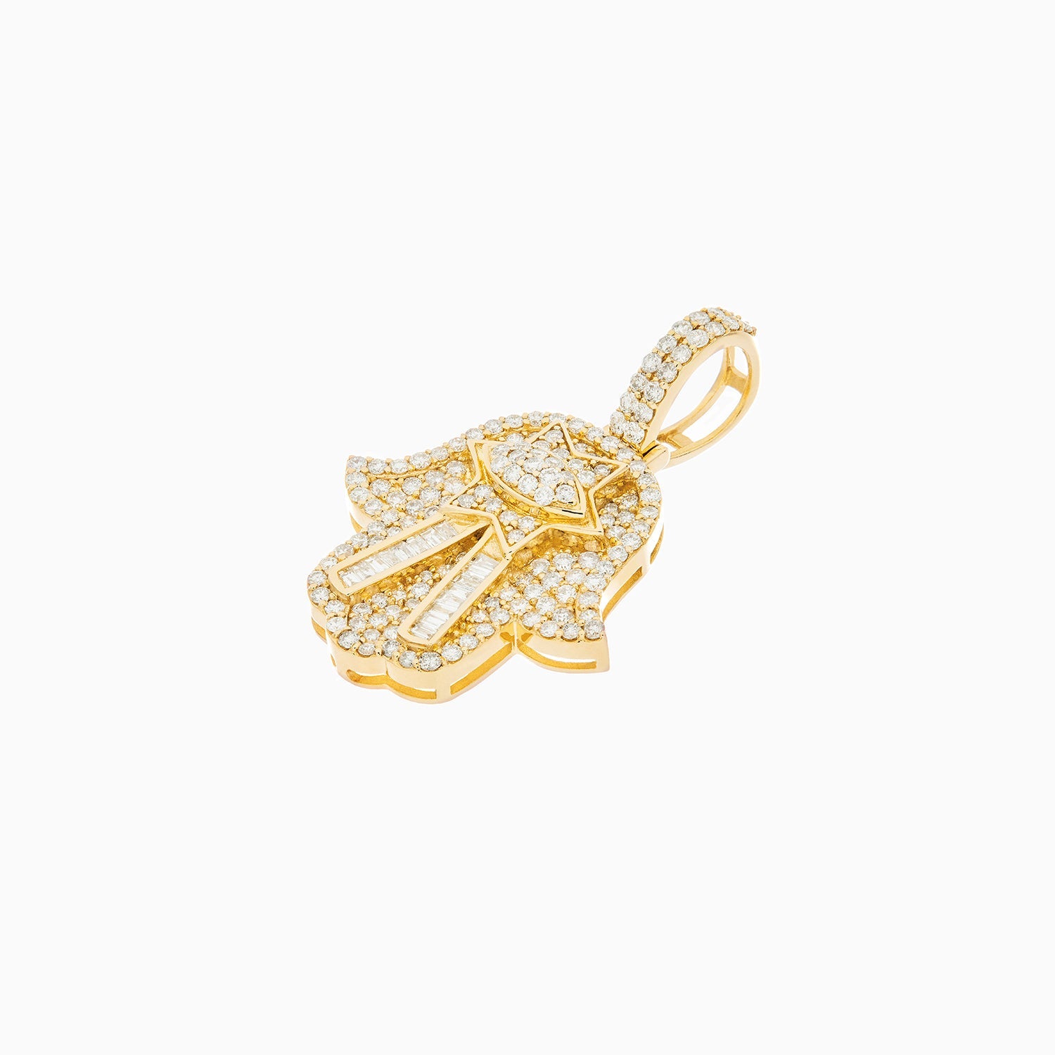 Dije Mano Estrella Oro 14k con Diamantes
